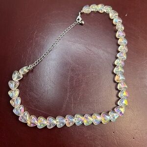 Iridescent Heart Necklace Choker